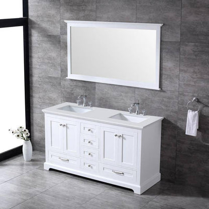 Lexora Vanities Lexora Dukes Modern 60" White Double Sink Vanity with 58"Mirror