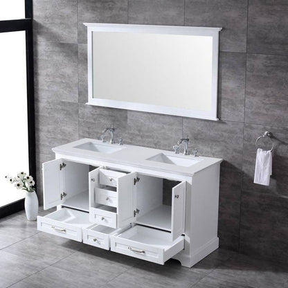 Lexora Vanities Lexora Dukes Modern 60" White Double Sink Vanity with 58"Mirror