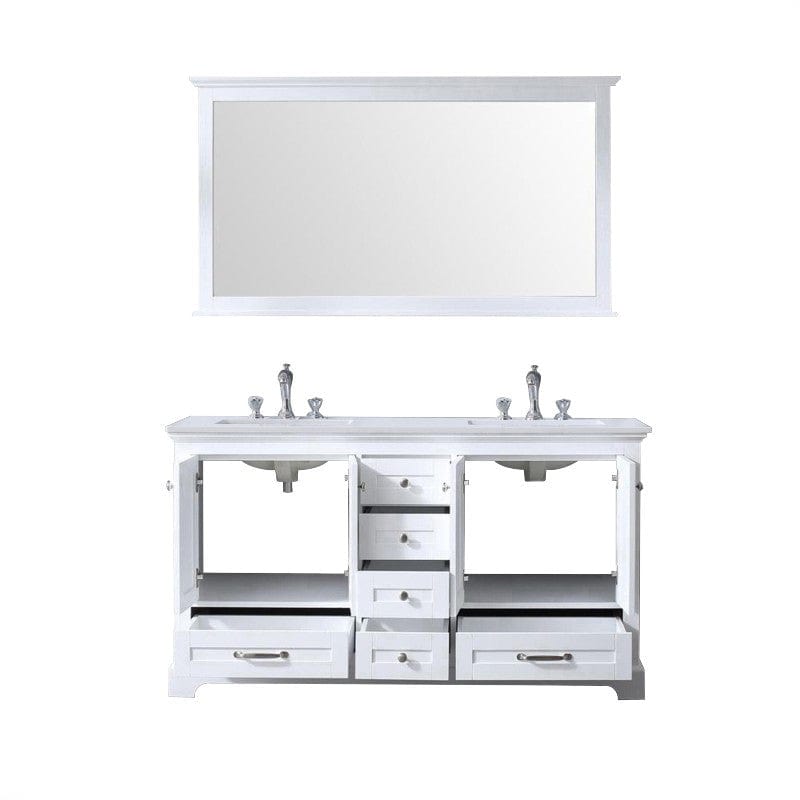 Lexora Vanities Lexora Dukes Modern 60" White Double Sink Vanity with 58"Mirror