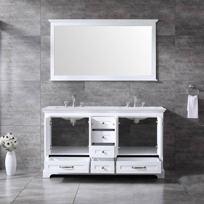 Lexora Vanities Lexora Dukes Modern 60" White Double Sink Vanity with 58"Mirror