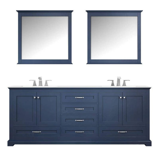 Lexora Vanities Lexora Dukes Modern 80" Navy Blue  Double Sink Vanity with 30"Mirror