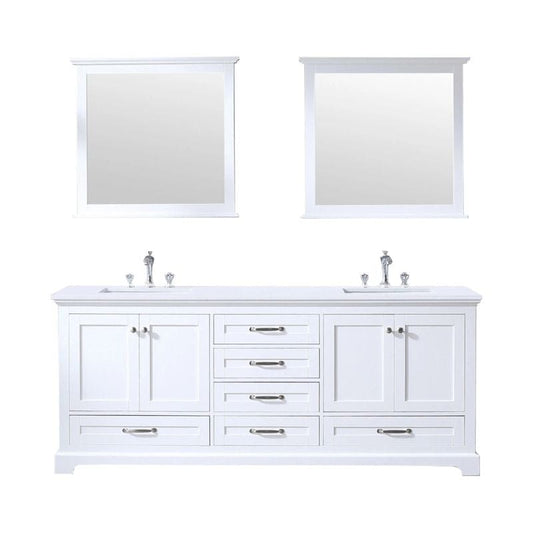 Lexora Vanities Lexora Dukes Modern 80" White Double Sink Vanity with 30"Mirror