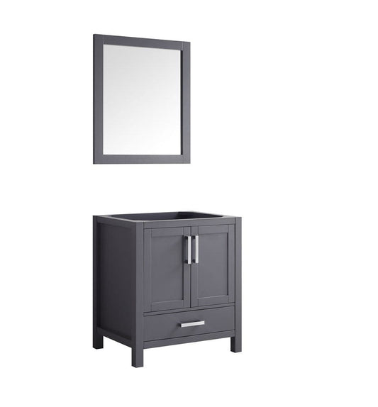 Lexora Jacques 30" Dark Grey Single Vanity | No Top | 28" Mirror