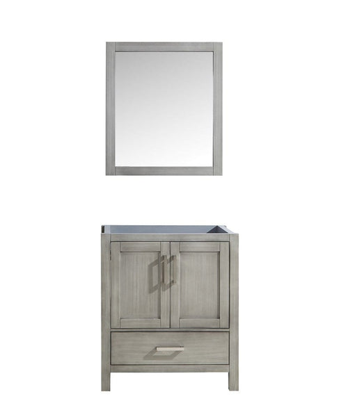 Lexora Jacques 30 Distressed Grey Single Vanity | No Top | 28 Mirror