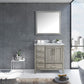 Lexora Jacques 36" Distressed Grey Single Vanity Set | White Carrara Marble Top | White Ceramic Square Undermount Sink | 34" Mirror - Right Version