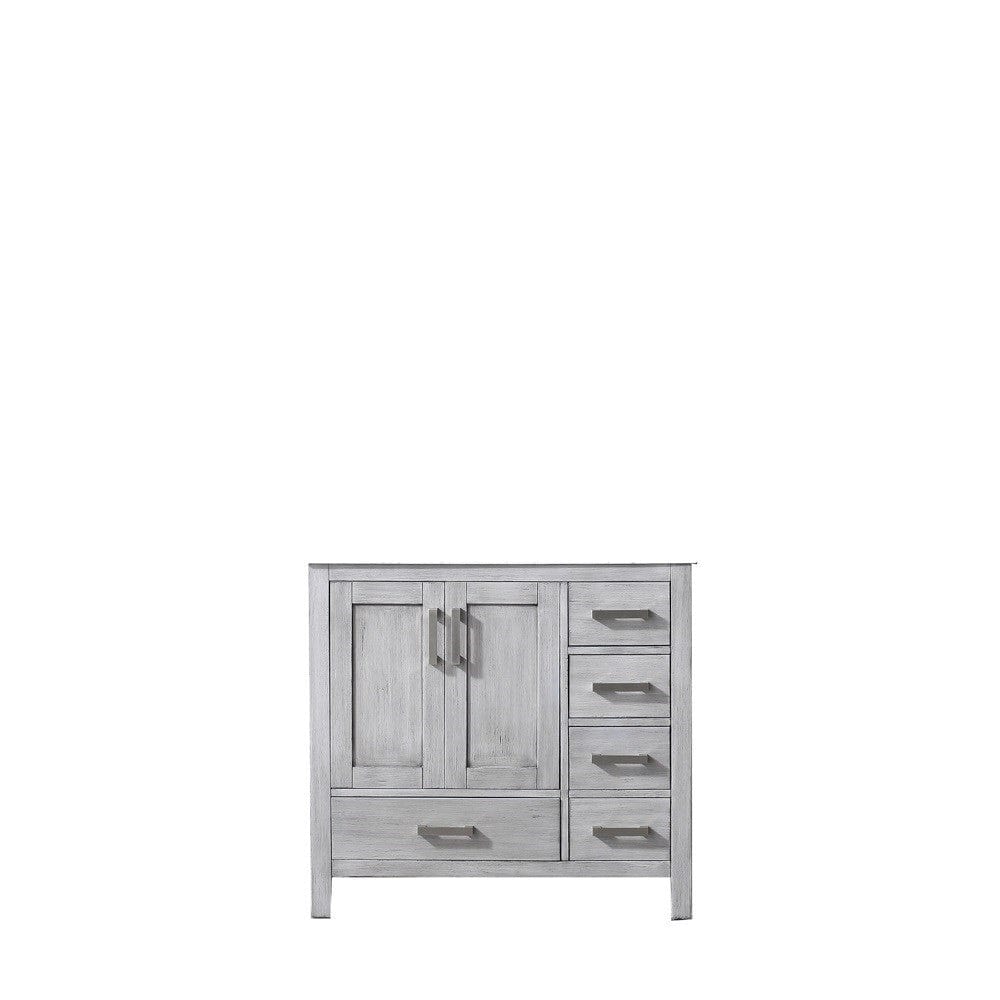 Lexora Jacques 36" Distressed Grey Vanity Cabinet Only - Left Version
