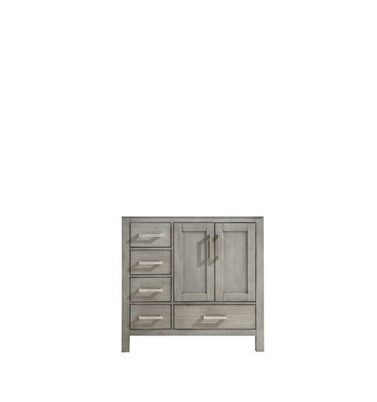 Lexora Jacques 36" Distressed Grey Vanity Cabinet Only - Right Version