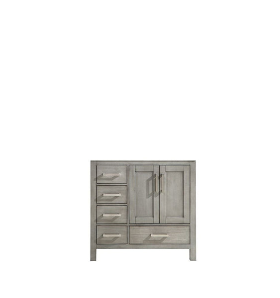 Lexora Jacques 36 Distressed Grey Vanity Cabinet Only - Right Version