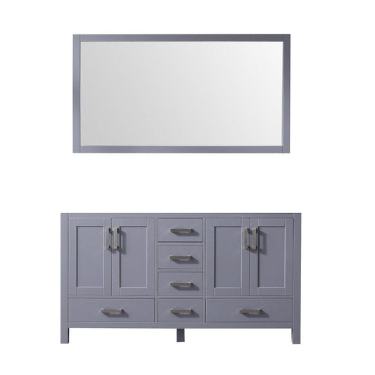 Lexora Vanities Lexora Jacques 60" Dark Grey Double Vanity | No Top | 58" Mirror
