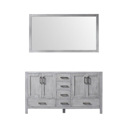 Lexora Vanities Lexora Jacques 60" Distressed Grey Double Vanity | No Top | 58" Mirror