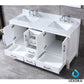 Lexora Jacques 60" White Double Vanity Set | White Carrara Marble Top | White Ceramic Square Undermount Sinks | 58" Mirror