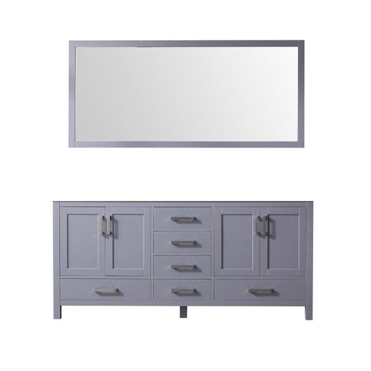 Lexora Vanities Lexora Jacques 72" Dark Grey Double Vanity | No Top | 70" Mirror