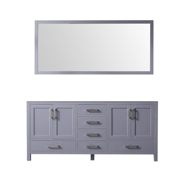 Lexora Jacques 72 Dark Grey Double Vanity | No Top | 70 Mirror