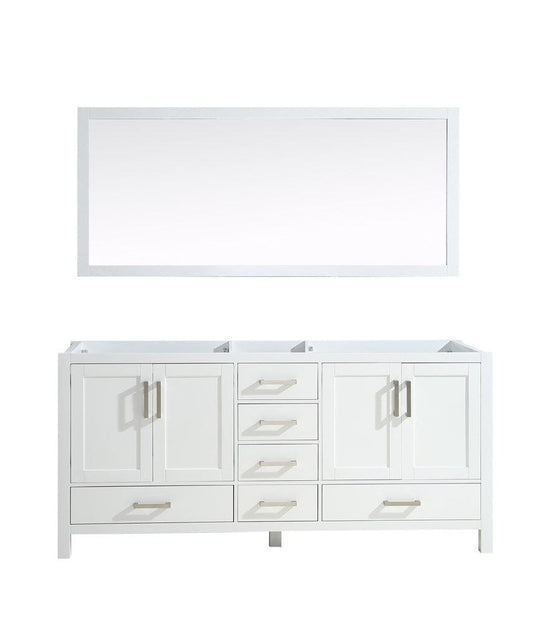 Lexora Vanities Lexora Jacques 72" White Double Vanity | No Top | 70" Mirror