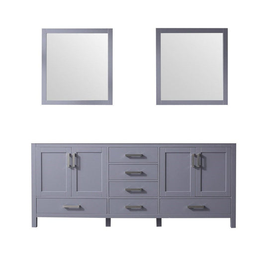 Lexora Vanities Lexora Jacques 80" Dark Grey Double Vanity | No Top | 30" Mirrors
