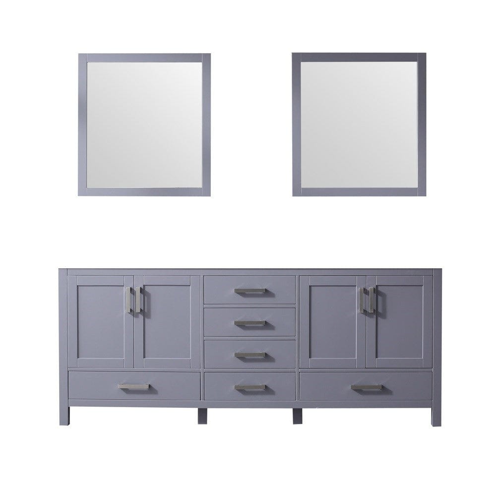 Lexora Jacques 80" Dark Grey Double Vanity | No Top | 30" Mirrors