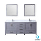Lexora Jacques 80" Dark Grey Double Vanity Set | White Carrara Marble Top | White Ceramic Square Undermount Sinks | 30" Mirrors