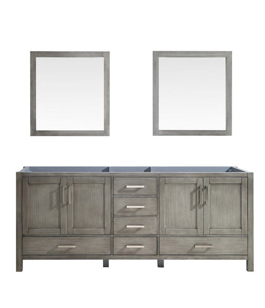 Lexora Vanities Lexora Jacques 80" Distressed Grey Double Vanity | No Top | 30" Mirrors