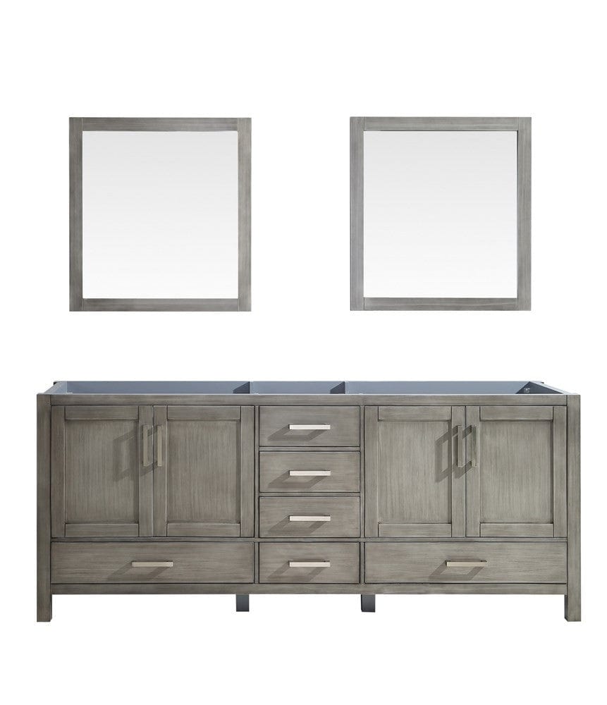 Lexora Jacques 80" Distressed Grey Double Vanity | No Top | 30" Mirrors