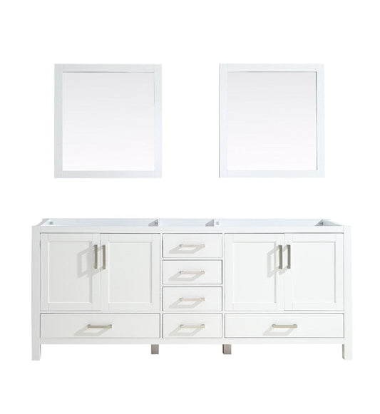 Lexora Jacques 80" White Double Vanity | No Top | 30" Mirrors