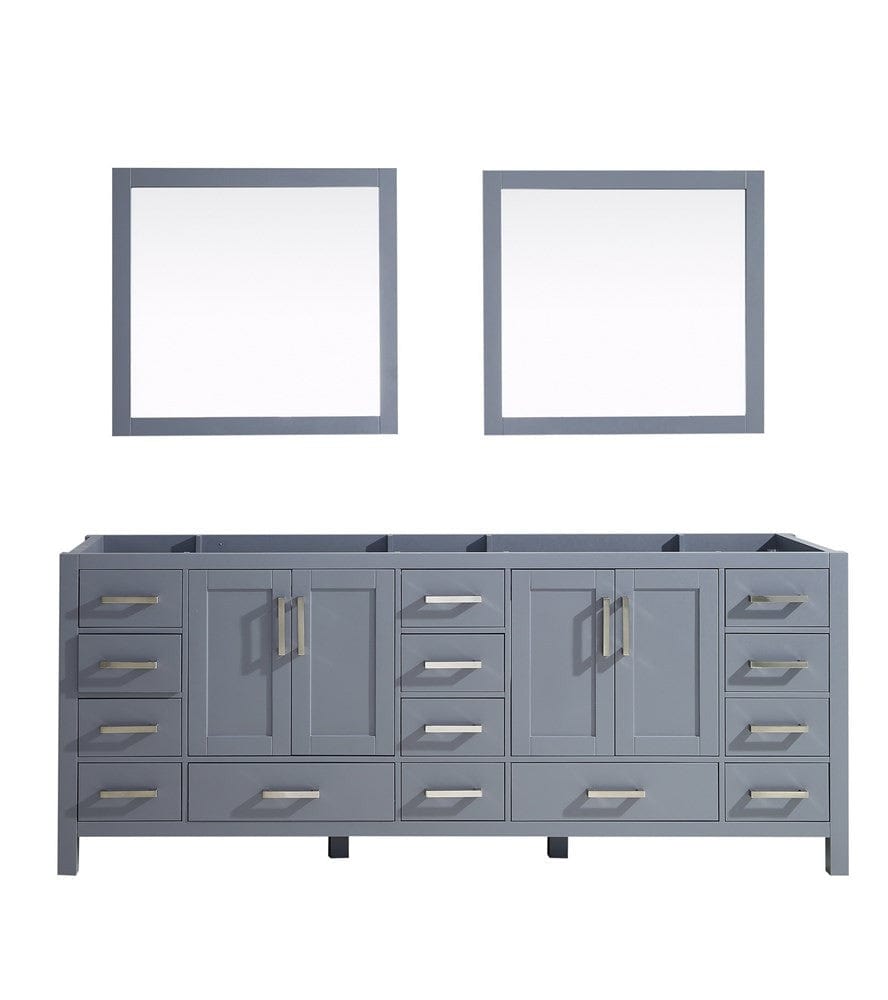 Lexora Jacques 84" Dark Grey Double Vanity | No Top | 34" Mirrors