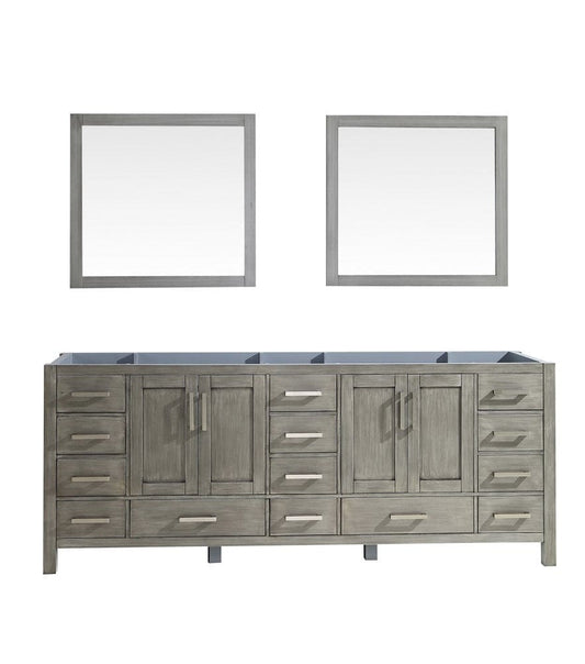 Lexora Jacques 84" Distressed Grey Double Vanity | No Top | 34" Mirrors