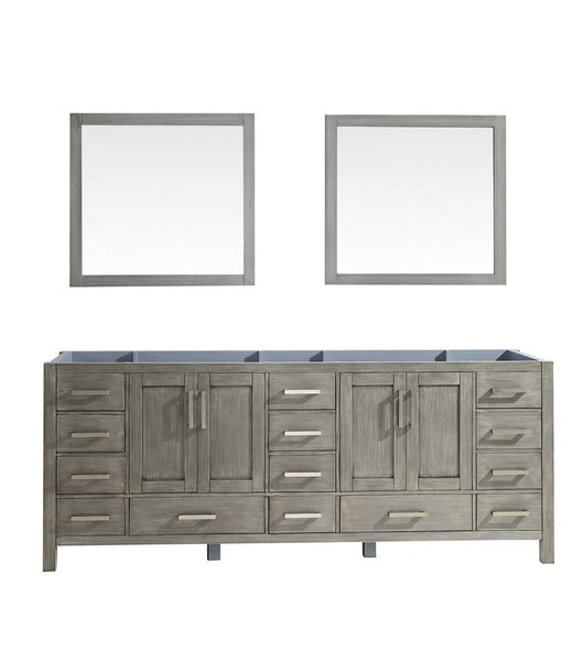 Lexora Jacques 84 Distressed Grey Double Vanity | No Top | 34 Mirrors