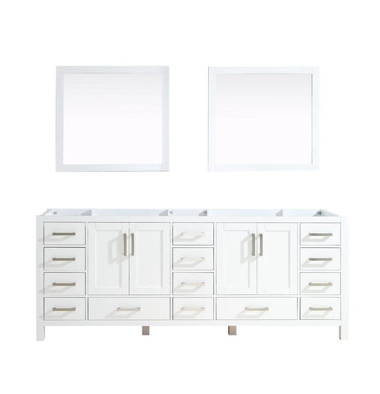 Lexora Jacques 84" White Double Vanity | No Top | 34" Mirrors