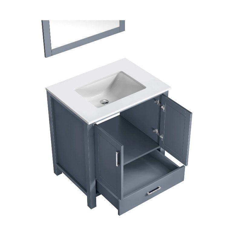 Lexora Vanities Lexora Jacques Modern 30" Dark Grey Single Sink Vanity with Mirror