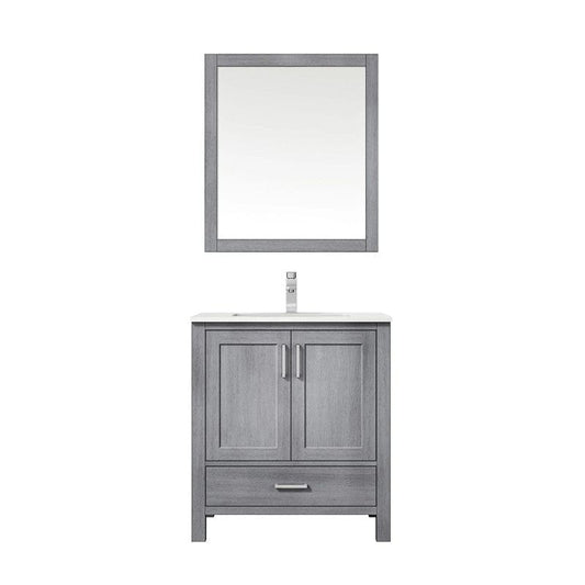 Lexora Vanities Lexora Jacques Modern 30" Distressed Grey Single Sink Vanity with Mirror