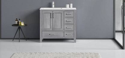 distressed grey freestanding bathroom vanity