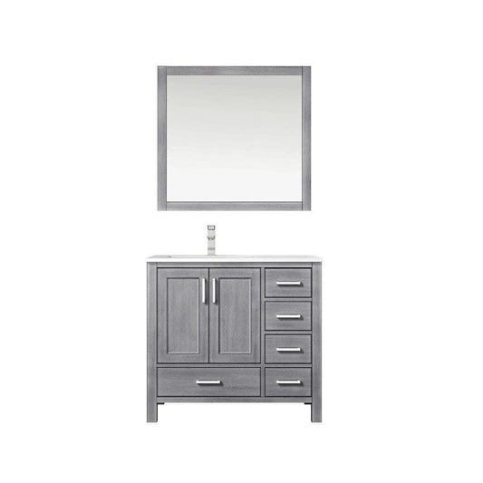 Lexora Vanities Lexora Jacques Modern 36" Distressed Grey Single Sink Vanity with Mirror - Left Version