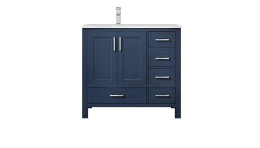 Lexora Vanities Lexora Jacques Modern 36" Navy Blue Single Sink Vanity - Left Version