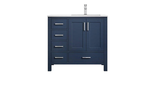 Lexora Vanities Lexora Jacques Modern 36" Navy Blue Single Sink Vanity - Right Version
