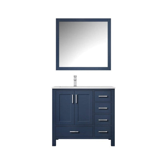 Lexora Vanities Lexora Jacques Modern 36" Navy Blue Single Sink Vanity Set - Left Version