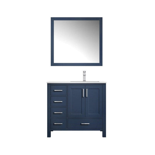 Lexora Vanities Lexora Jacques Modern 36" Navy Blue Single Sink Vanity Set - Right Version
