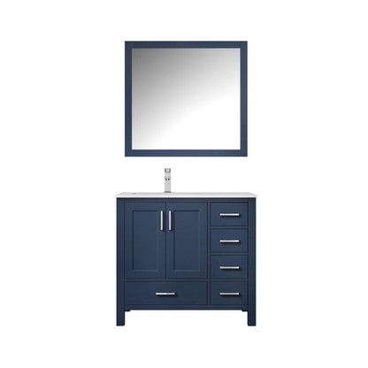 Lexora Vanities Lexora Jacques Modern 36" Navy Blue Single Sink Vanity with Mirror - Left Version
