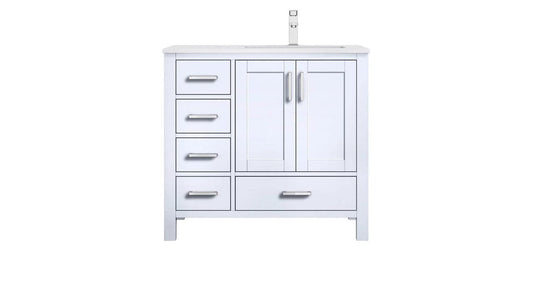 Lexora Vanities Lexora Jacques Modern 36" White  Single Sink Vanity - Right Version