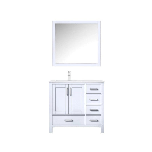 Lexora Vanities Lexora Jacques Modern 36" White  Single Sink Vanity Set - Left Version