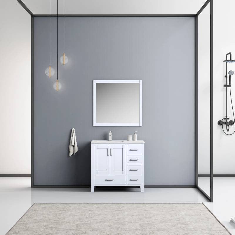 white freestanding bathroom vanity
