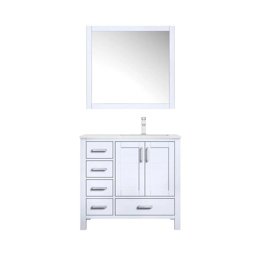 Lexora Vanities Lexora Jacques Modern 36" White Single Sink Vanity with Mirror - Right Version
