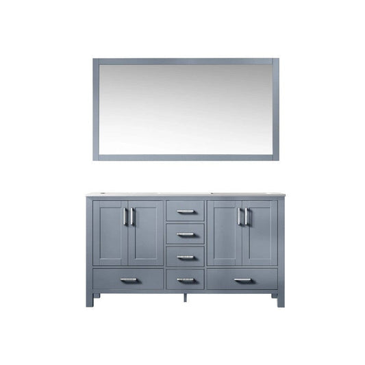 Lexora Vanities Lexora Jacques Modern 60" Dark Grey Double Sink Vanity with Mirror