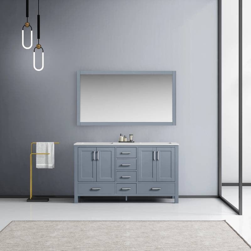 Lexora Vanities Lexora Jacques Modern 60" Dark Grey Double Sink Vanity with Mirror