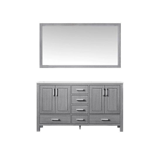 Lexora Vanities Lexora Jacques Modern 60" Distressed Grey Double Sink Vanity with Mirror