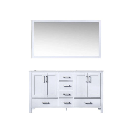 Lexora Vanities Lexora Jacques Modern 60" White Double Sink Vanity with Mirror