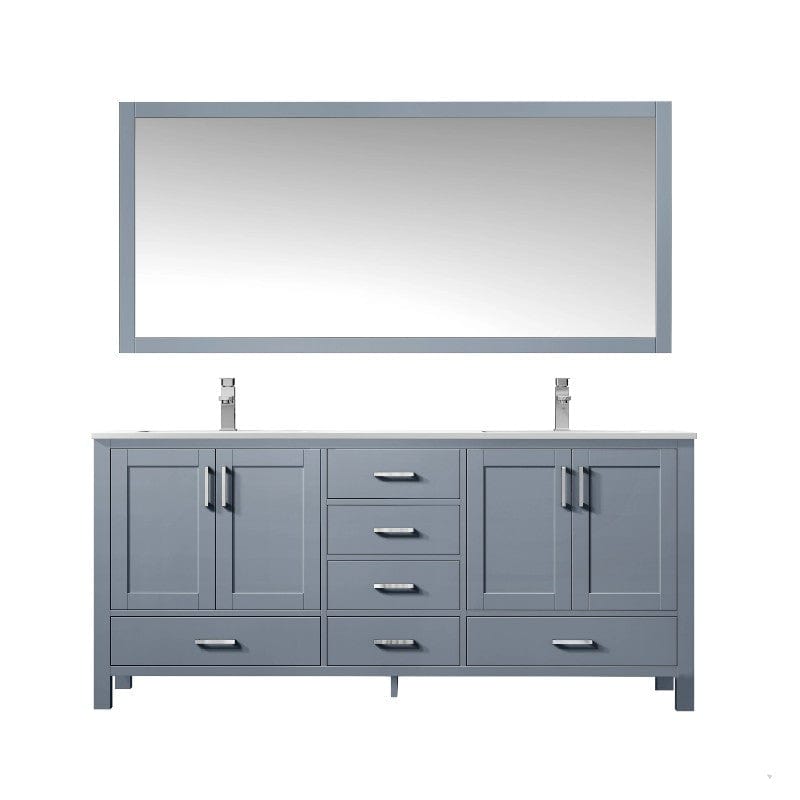 Lexora Vanities Lexora Jacques Modern 72" Dark Grey Double Sink Vanity with Mirror