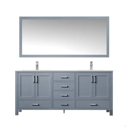Lexora Vanities Lexora Jacques Modern 72" Dark Grey Double Sink Vanity with Mirror