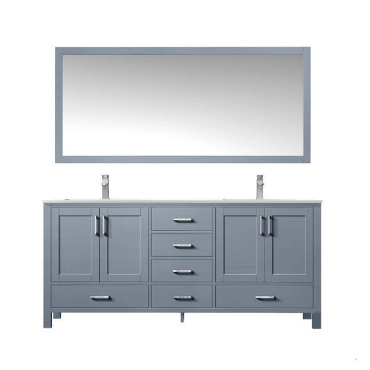 Lexora Vanities Lexora Jacques Modern 72" Dark Grey Double Sink Vanity with Mirror