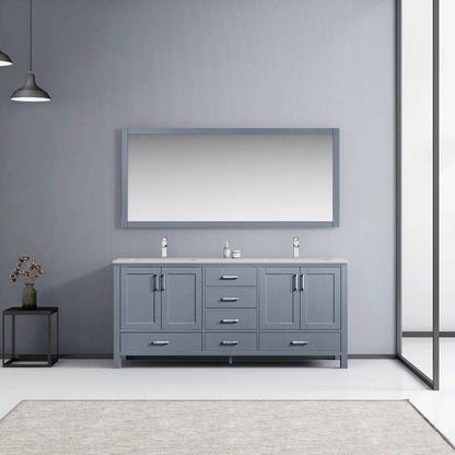 Lexora Vanities Lexora Jacques Modern 72" Dark Grey Double Sink Vanity with Mirror