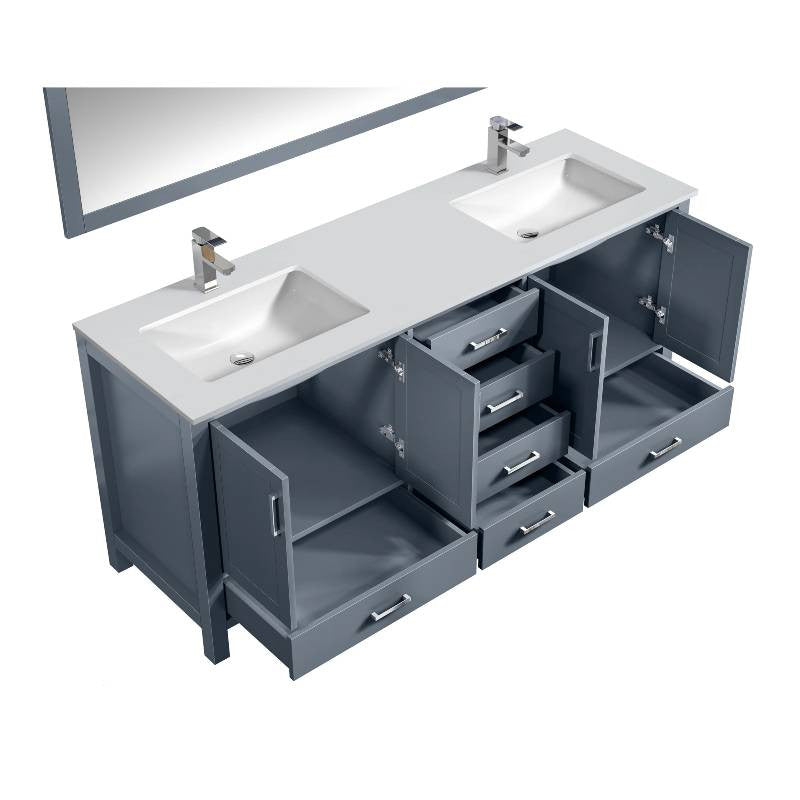 Lexora Vanities Lexora Jacques Modern 72" Dark Grey Double Sink Vanity with Mirror